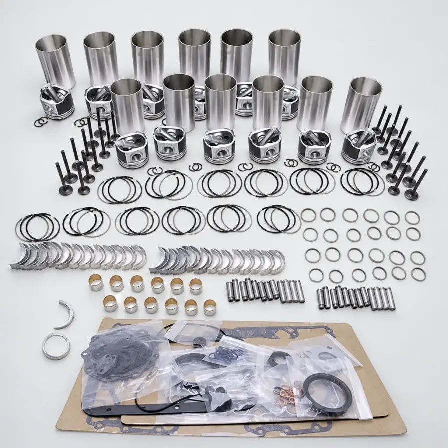 Illustrative engine overhaul parts including liners, pistons, rings, bearings and gaskets